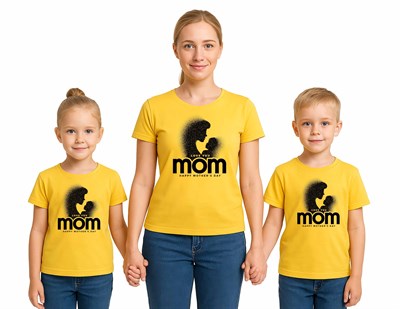 anneler günü Baskılı kadın ve çocuk tshirt pamuklu penye kumaş
