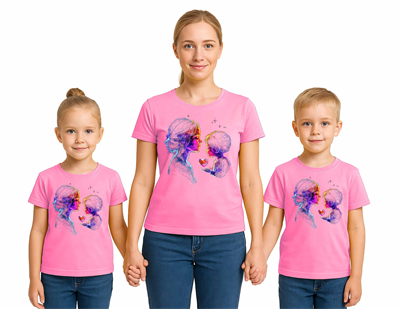 anneler günü Baskılı kadın ve çocuk tshirt pamuklu penye kumaş