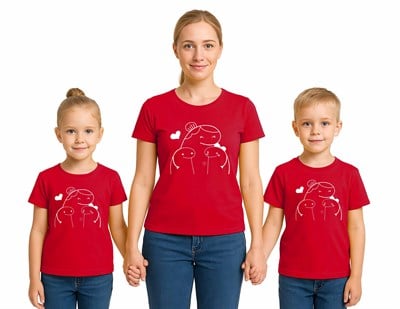 anneler günü Baskılı kadın ve çocuk tshirt pamuklu penye kumaş