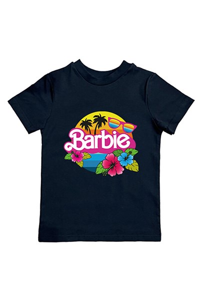 Barbie baskılı pamuklu penye kumaş yazlık çocuk tişört