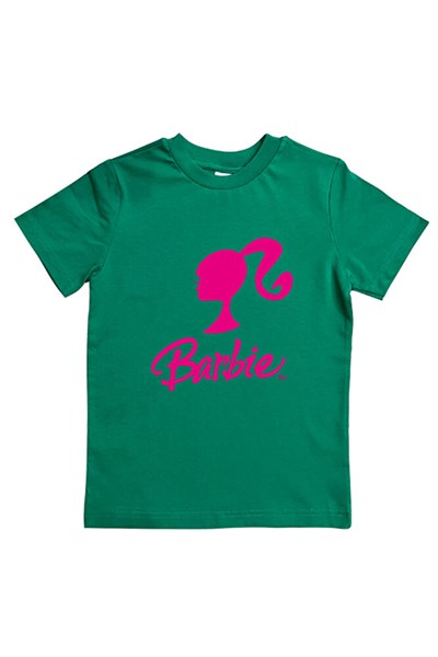 Barbie baskılı pamuklu penye kumaş yazlık çocuk tişört