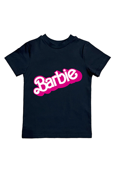 Barbie baskılı pamuklu penye kumaş yazlık çocuk tişört