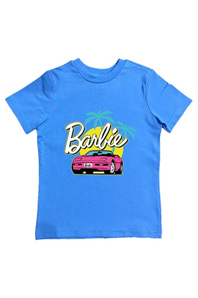 Barbie baskılı pamuklu penye kumaş yazlık çocuk tişört
