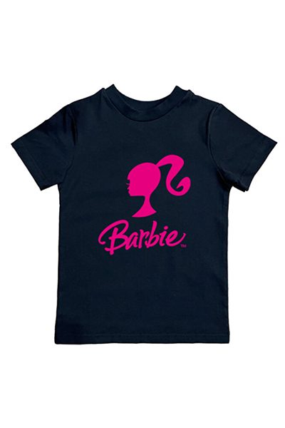 Barbie baskılı pamuklu penye kumaş yazlık çocuk tişört