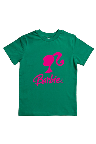 Barbie baskılı pamuklu penye kumaş yazlık çocuk tişört
