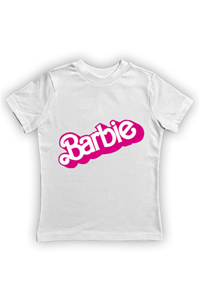 Barbie baskılı pamuklu penye kumaş yazlık çocuk tişört