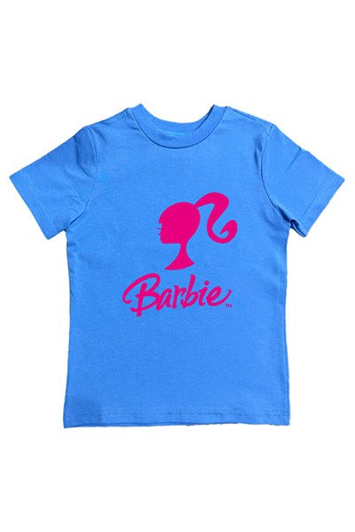 Barbie baskılı pamuklu penye kumaş yazlık çocuk tişört