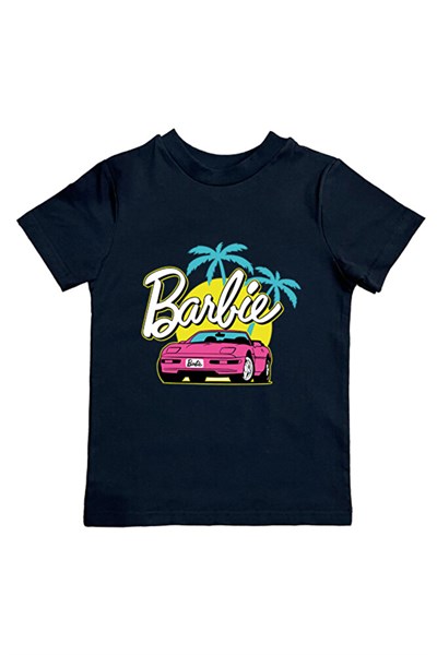 Barbie baskılı pamuklu penye kumaş yazlık çocuk tişört