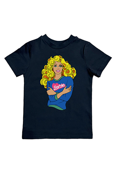Barbie baskılı pamuklu penye kumaş yazlık çocuk tişört