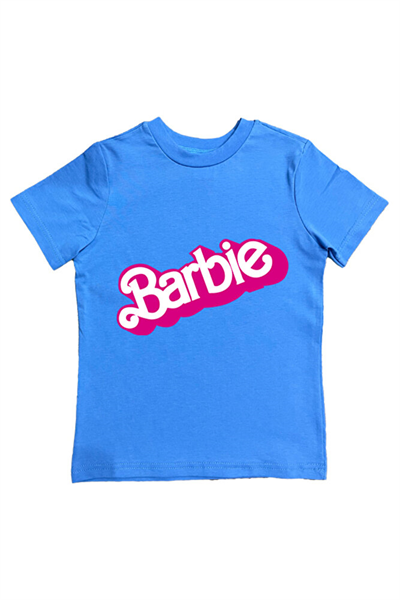 Barbie baskılı pamuklu penye kumaş yazlık çocuk tişört