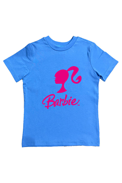 Barbie baskılı pamuklu penye kumaş yazlık çocuk tişört