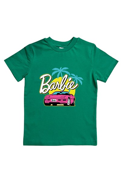 Barbie baskılı pamuklu penye kumaş yazlık çocuk tişört