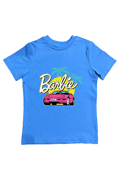Barbie baskılı pamuklu penye kumaş yazlık çocuk tişört