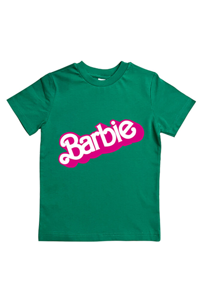 Barbie baskılı pamuklu penye kumaş yazlık çocuk tişört