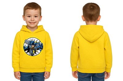 Batman baskılı kapüşonlu pamuklu kumaş çocuk sweatshirt