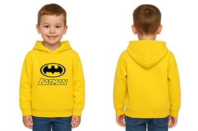 Batman Baskılı Kapüşonlu Pamuklu Kumaş Çocuk Sweatshirt