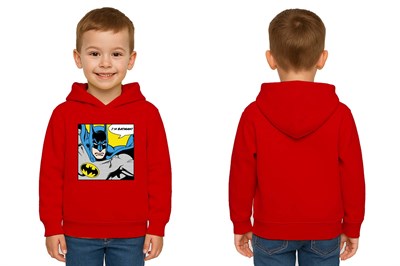 Batman baskılı kapüşonlu pamuklu kumaş çocuk sweatshirt