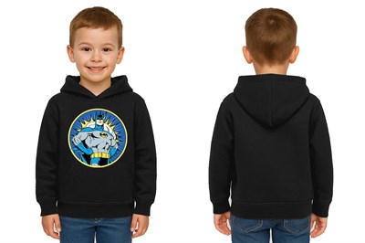 Batman baskılı kapüşonlu pamuklu kumaş çocuk sweatshirt