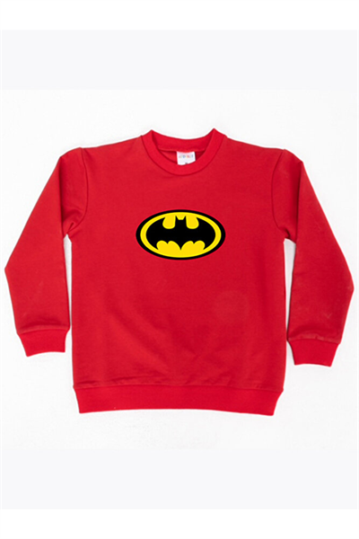Batman baskılı pamuklu kumaş çocuk sweatshirt