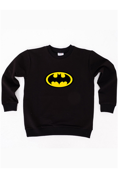 Batman baskılı pamuklu kumaş çocuk sweatshirt