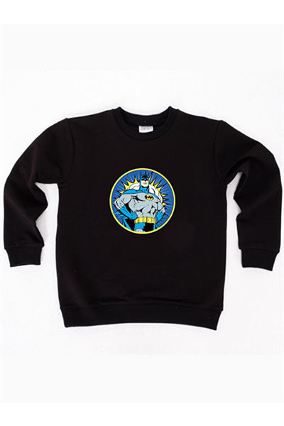 Batman baskılı pamuklu kumaş çocuk sweatshirt