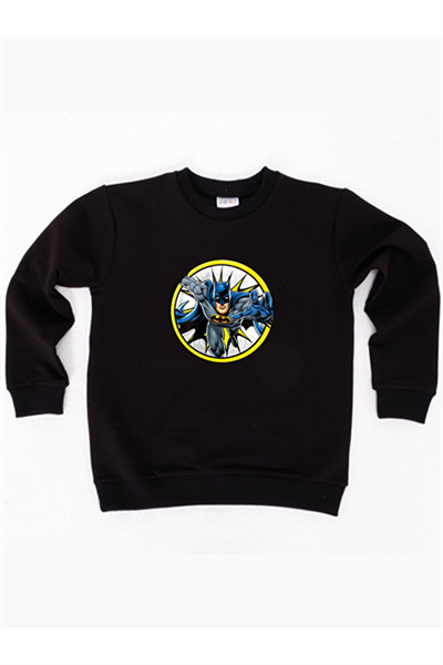 batman baskılı pamuklu kumaş çocuk sweatshirt