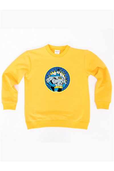 Batman baskılı pamuklu kumaş çocuk sweatshirt