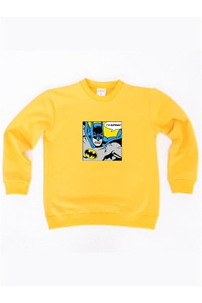 Batman baskılı pamuklu kumaş çocuk sweatshirt