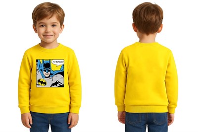 Batman baskılı pamuklu kumaş çocuk sweatshirt