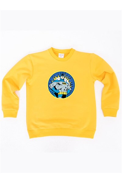 Batman baskılı pamuklu kumaş çocuk sweatshirt