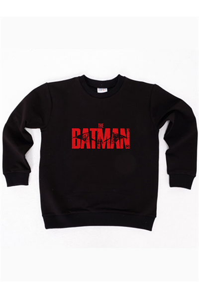 Batman baskılı pamuklu kumaş çocuk sweatshirt