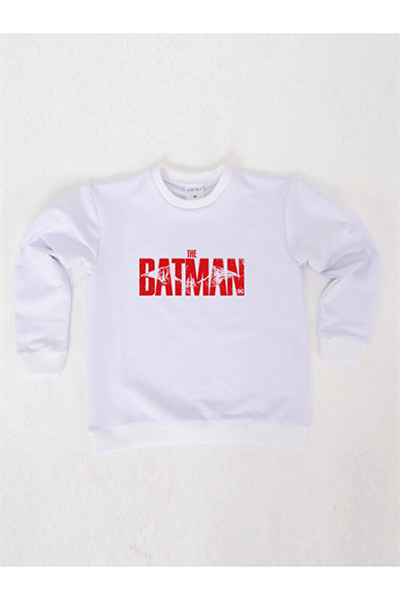 Batman baskılı pamuklu kumaş çocuk sweatshirt