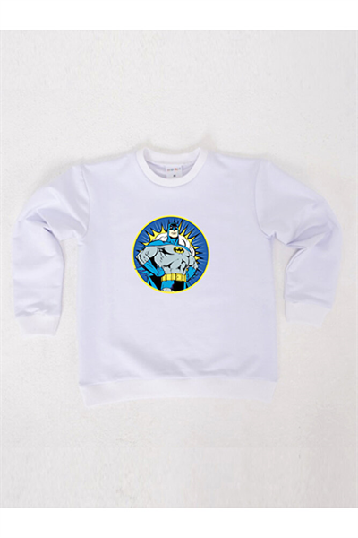 Batman baskılı pamuklu kumaş çocuk sweatshirt