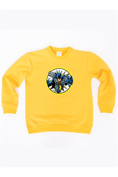 batman baskılı pamuklu kumaş çocuk sweatshirt