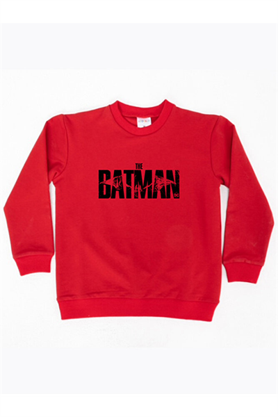 Batman baskılı pamuklu kumaş çocuk sweatshirt