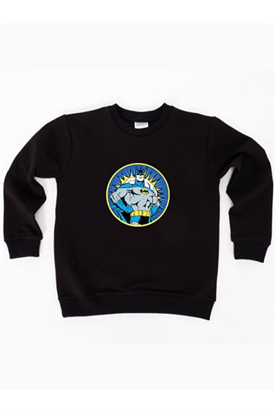Batman baskılı pamuklu kumaş çocuk sweatshirt