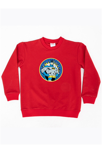 Batman baskılı pamuklu kumaş çocuk sweatshirt