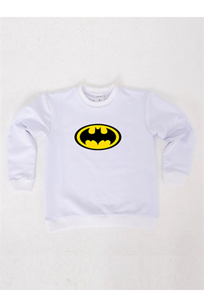 Batman baskılı pamuklu kumaş çocuk sweatshirt