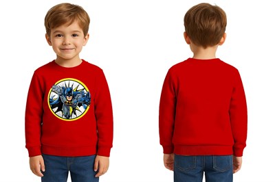 batman baskılı pamuklu kumaş çocuk sweatshirt