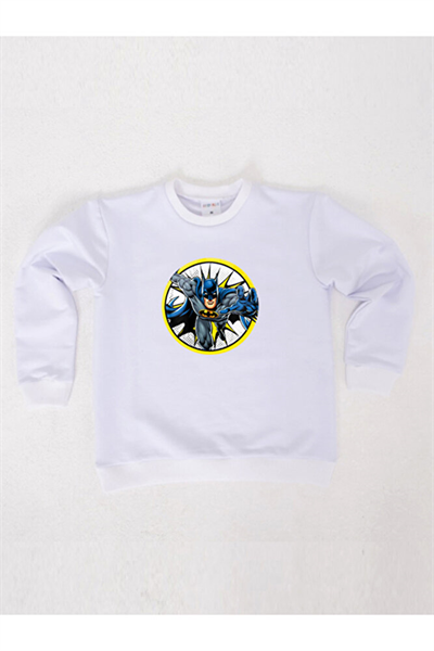 batman baskılı pamuklu kumaş çocuk sweatshirt