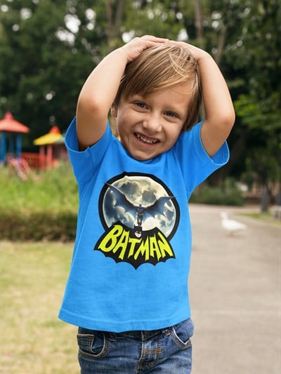 Batman baskılı pamuklu penye kumaş çocuk tshirt