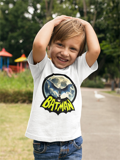 Batman baskılı pamuklu penye kumaş çocuk tshirt