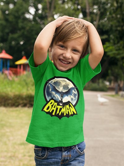 Batman baskılı pamuklu penye kumaş çocuk tshirt