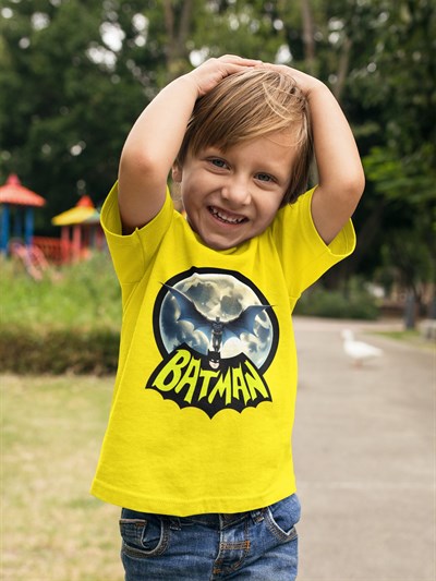 Batman baskılı pamuklu penye kumaş çocuk tshirt