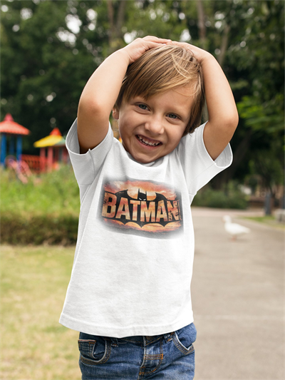 Batman baskılı pamuklu penye kumaş çocuk tshirt