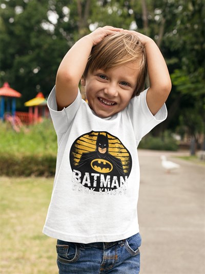 Batman baskılı pamuklu penye kumaş yazlık çocuk tişört