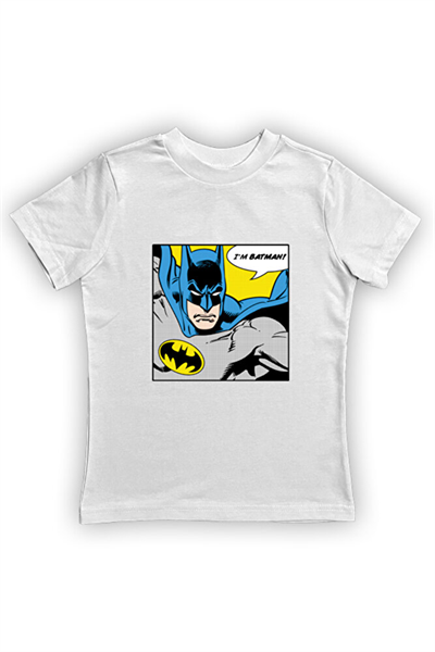 Batman baskılı pamuklu penye kumaş yazlık çocuk tişört