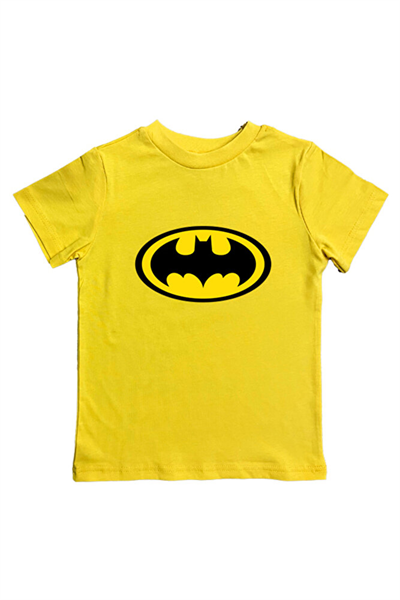 Batman baskılı pamuklu penye kumaş yazlık çocuk tişört