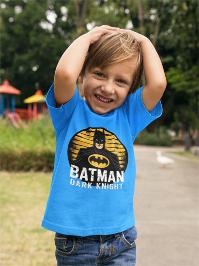 Batman baskılı pamuklu penye kumaş yazlık çocuk tişört