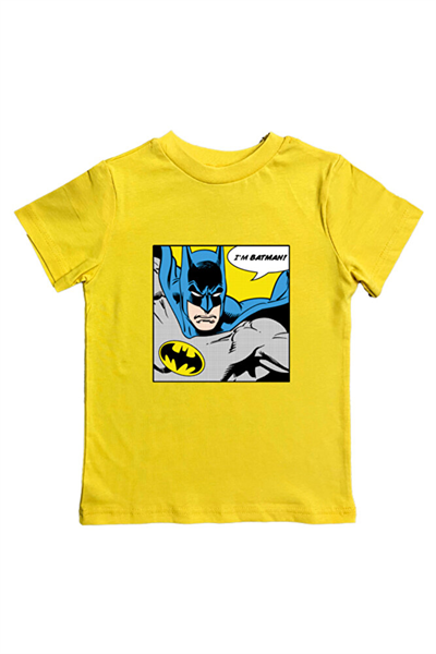 Batman baskılı pamuklu penye kumaş yazlık çocuk tişört